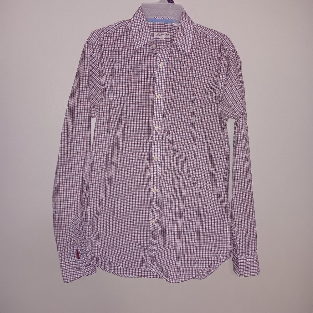 Jeremy Argyle men's gingham blue and red button-up shirt long sleeve …